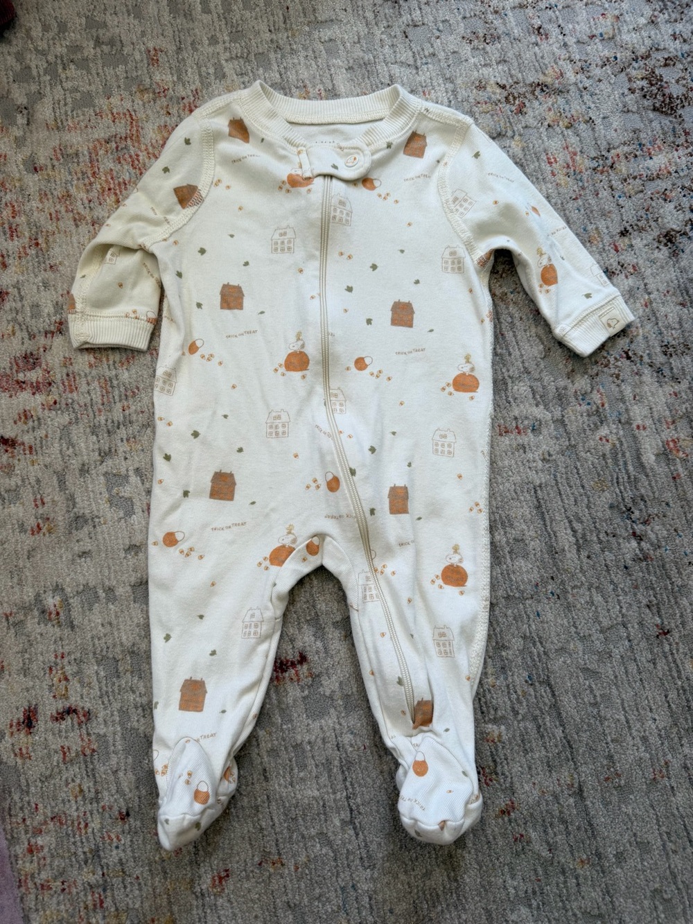 Little Snoopy Halloween Pumpkin Footed Sleeper 0-3M